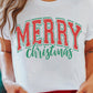 White MERRY Christmas Graphic Round Neck T Shirt