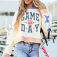 Beige GAME DAY Rugby Football Graphic Contrast Trim Pullover Sweatshirt