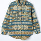 Blue Western Aztec Print Button Flap Pocket Shacket