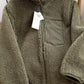 Jungle Green Sherpa Stand Neck Patched Pocket Zip Up Jacket