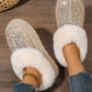 Gold Sequin Plush Lined Thick Sole Snow Boots