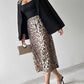 Leopard Pattern Allover Sequin Skirt