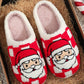 Fiery Red Checkered Santa Claus Graphic Plush Home Slippers