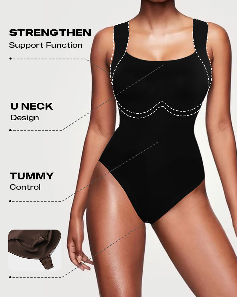 ChicMe ContourX U Neck Shapewear Built in Bra Sleeveless High Strechy Slim Fit Tank BodySuits