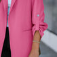 Notched Collar Roll Up Sleeve Blazer Coat