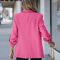 Notched Collar Roll Up Sleeve Blazer Coat