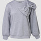 Round Neck Long Sleeve Bowknot Sweatshirt Trendy Loose Fit Casual Pullover Top