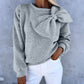 Round Neck Long Sleeve Bowknot Sweatshirt Trendy Loose Fit Casual Pullover Top