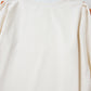 White Colorblock Ric Rac Trim Sleeve Top and Wide Leg Pants Set