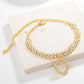 Gold Heart Pendant Rhinestone Adjustable Chain Anklet