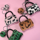 Pink Plush Animal Print Mini Bag Keychain