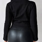 Lapel Collar Zip Up Long Sleeve Motor Biker Short Coat Pocket Design Jacket