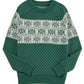 Green Christmas Snowflake Dotted Print Round Neck Sweater