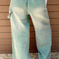 Smoke Green Mineral Wash Drawstring High Waist Wide Leg Jeans