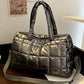 Gold Large Capacity Quilted Puffer Tote Bag