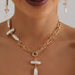 Gold Faux Pearl Daisy Jointed Chain Choker Necklace