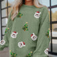 Grass Green Sequin Santa Clause Christmas Tree Patchwork Corded Sweatshirt