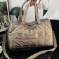 Gold Large Capacity Quilted Puffer Tote Bag