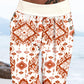 Tribal Print Low Waist Button Decor Capris Pants Vacation Pants with Pocket