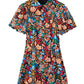 Multicolour Floral Puff Short Sleeve Shirt Mini Dress