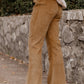 Grapefruit Orange Checkered Corduroy Flare High Waist Pants