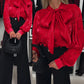 Tie Neck Beaded Long Sleeve Tied Detail Blouses Casual Shirts