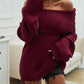 Off Shoulder Long Sleeve Oversized Knit Sweater