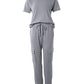 Round Neck Top & Drawstring Cuffed Pants Set