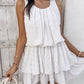 U Neck Thick Strap Ruched Ruffle Hem Layered Mini Dress Casual Dress