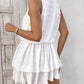 U Neck Thick Strap Ruched Ruffle Hem Layered Mini Dress Casual Dress