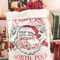 White Santa Clause Print Drawstring Closure Canvas Christmas Gift Bag