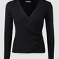 V Neck Ruched Side Button Decor Knit Sweater Slim Fit Pullover Top