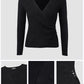 V Neck Ruched Side Button Decor Knit Sweater Slim Fit Pullover Top