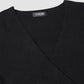 V Neck Ruched Side Button Decor Knit Sweater Slim Fit Pullover Top