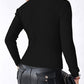 V Neck Ruched Side Button Decor Knit Sweater Slim Fit Pullover Top