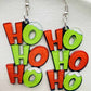 Green HO HO HO Dangle Christmas Earrings