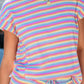 Pink Stripe Rainbow Tee Tasseled String Wide Leg Pants Set