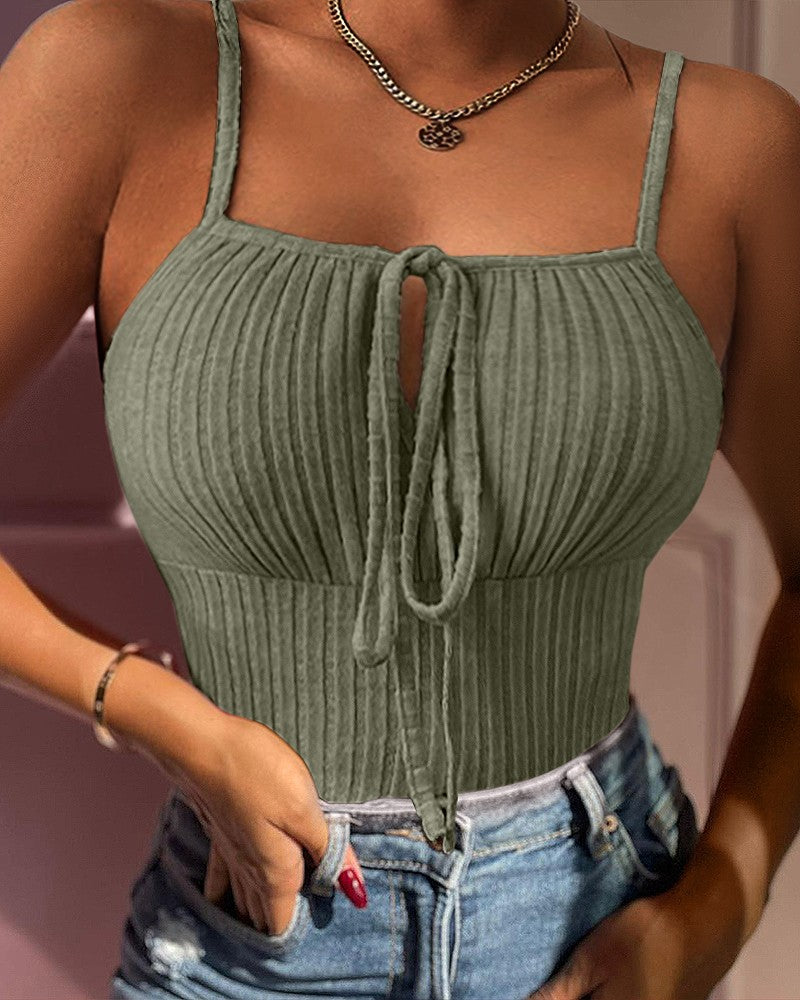 Tied Detail Ribbed Cami Top