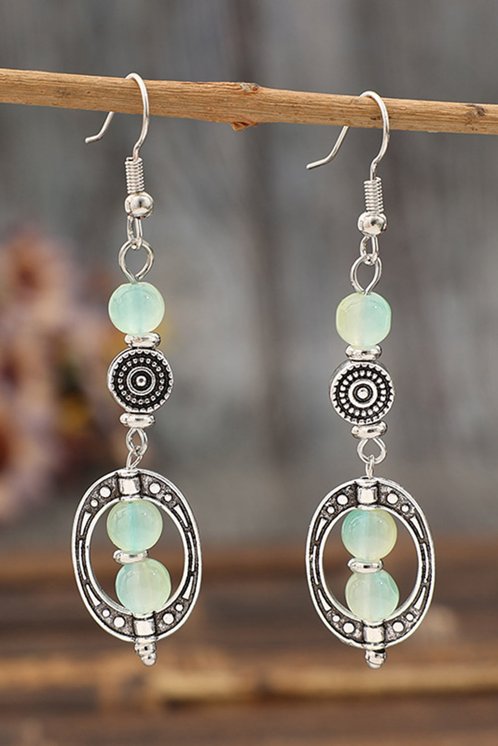 Silvery Boho Style Beaded Dangle Earrings