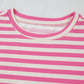 Rose Stripe Crew Neck T Shirt and Drawstring Shorts Set