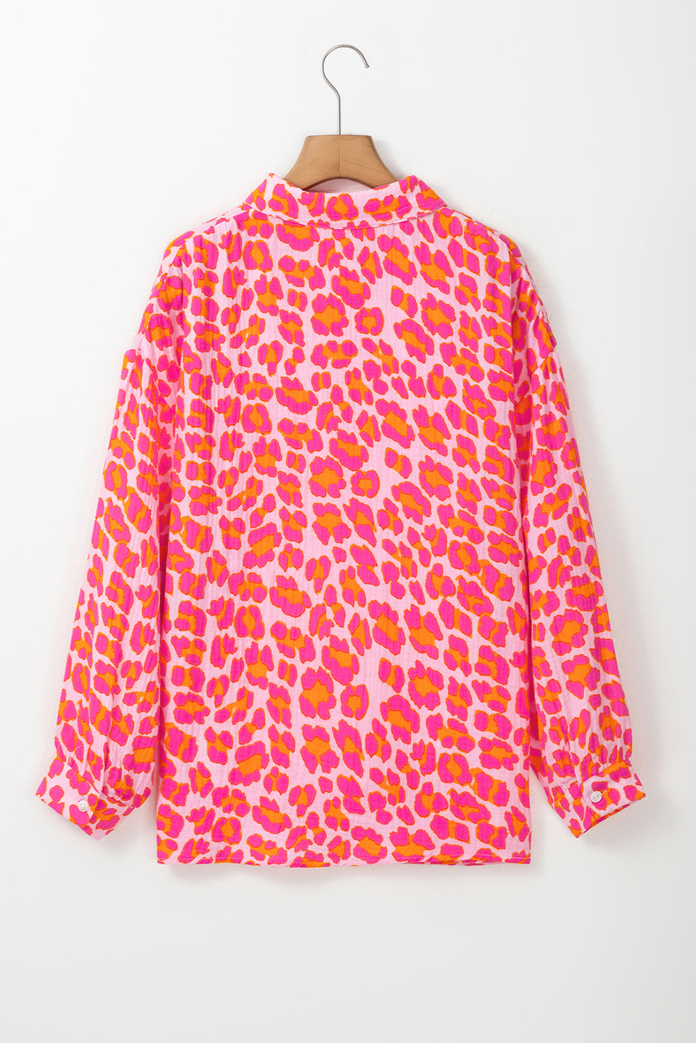 Rose Leopard Printed Button Up Loose Shirt