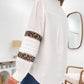 Leopard Frill Hem Stand Collar Hollow out Long Sleeve Front Button Blouse Casual Shirts