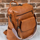 Brown Tassel Decor Retro PU Large Capacity Backpack