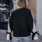 Colorblock Floral Pattern Tied Long Sleeve Lace Patch Sweatshirt