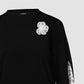 Colorblock Floral Pattern Tied Long Sleeve Lace Patch Sweatshirt