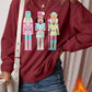 Burgundy Nutcracker Graphic Drop Shoulder Christmas Sweatshirt