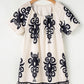 Apricot Western Print Ruffled Short Sleeve Loose Dress