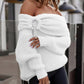 Off Shoulder Ruched Oversized Knit Sweater