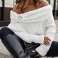 Off Shoulder Ruched Oversized Knit Sweater