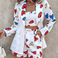 Heart Letter Print Cami Top & Shorts Set With Blazer Coat